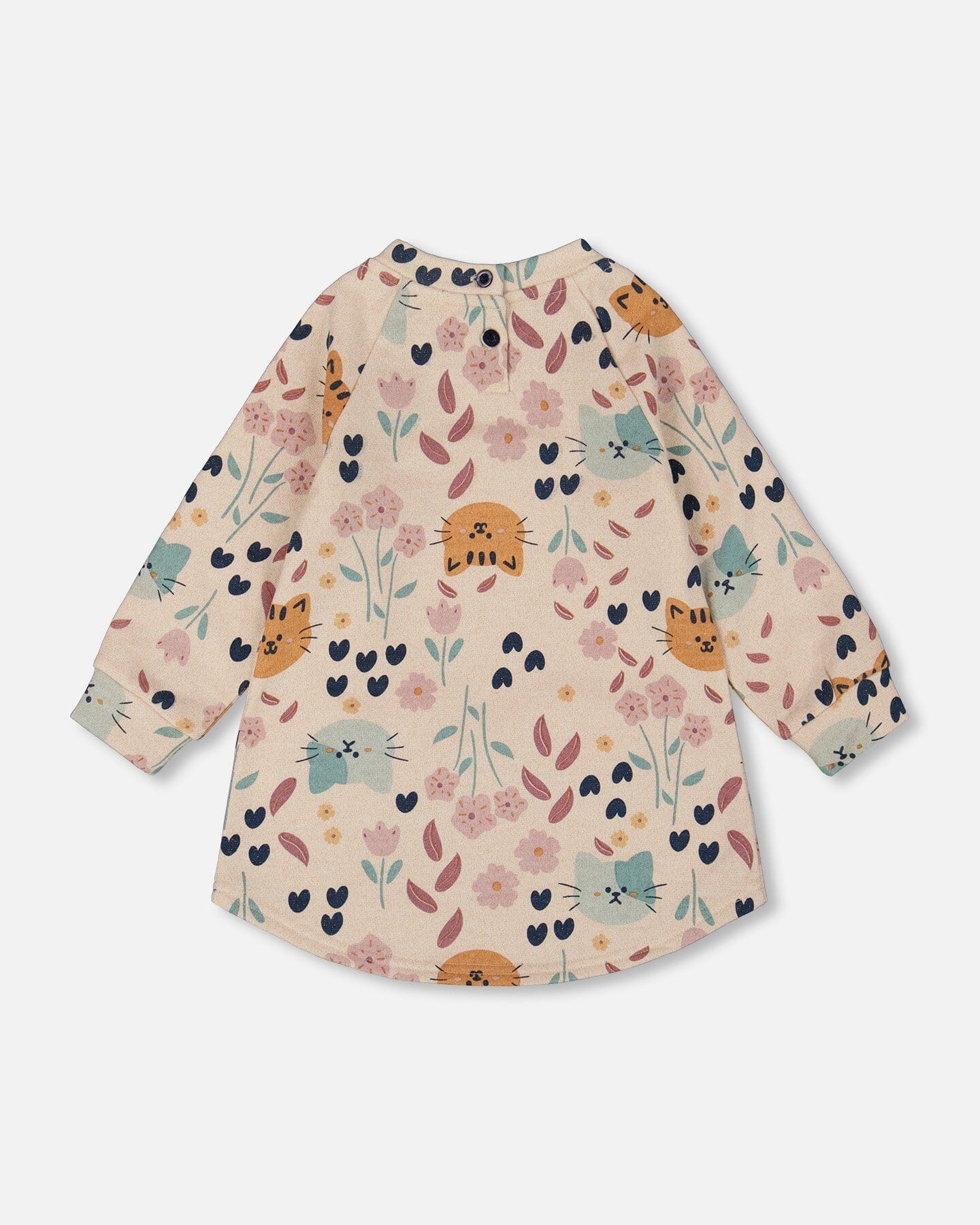 Glittering French Terry Dress Beige Printed Cat-2