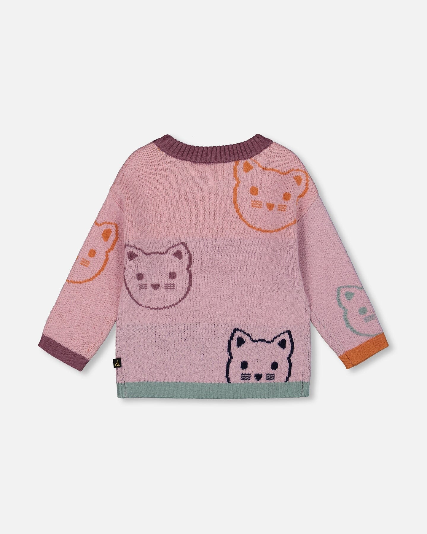 Knit Jacquard Sweater Dusty Pink With Cats-3