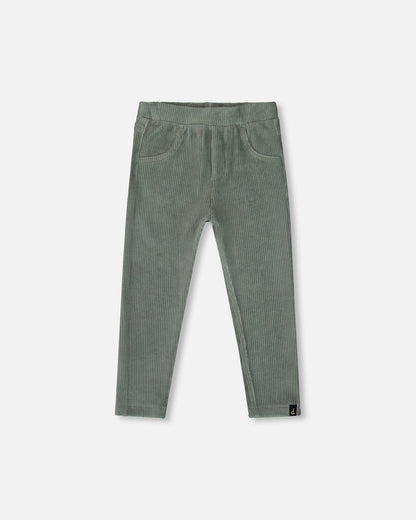 Stretch Velour Tregging Jade Green-0