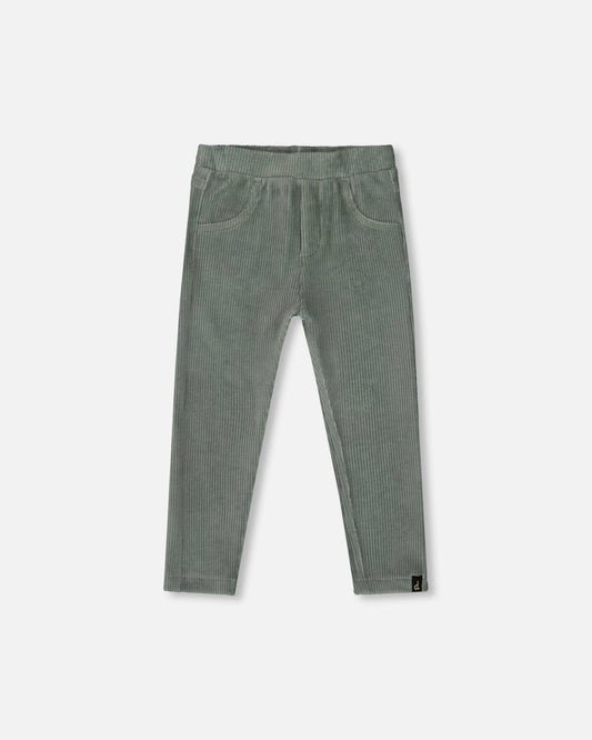 Stretch Velour Tregging Jade Green-0