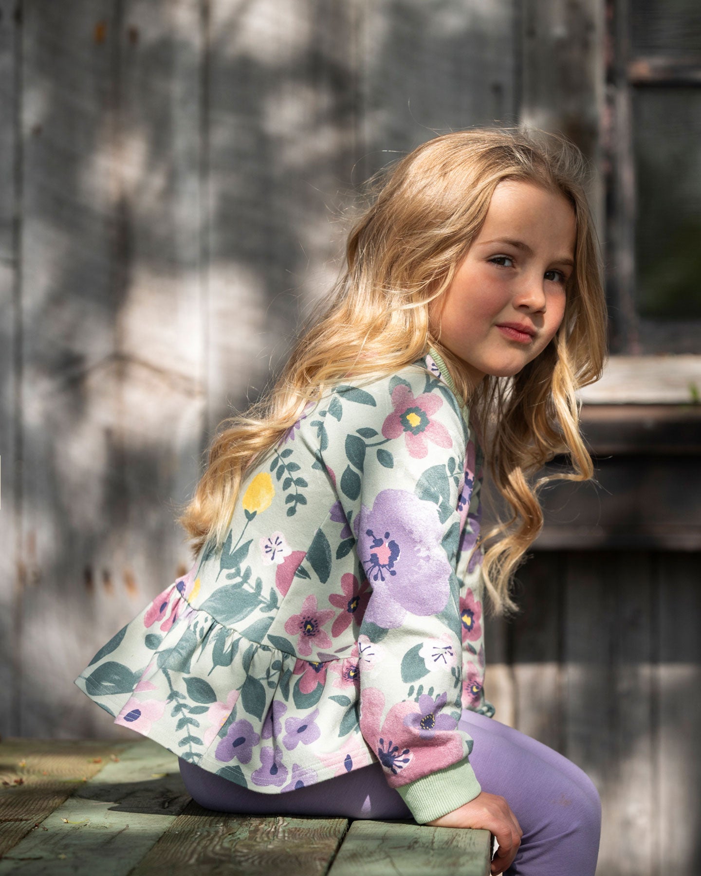 Stretch Fleece Sweatshirt Sage Floral-3