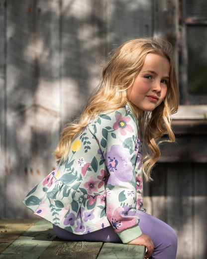 Stretch Fleece Sweatshirt Sage Floral-3