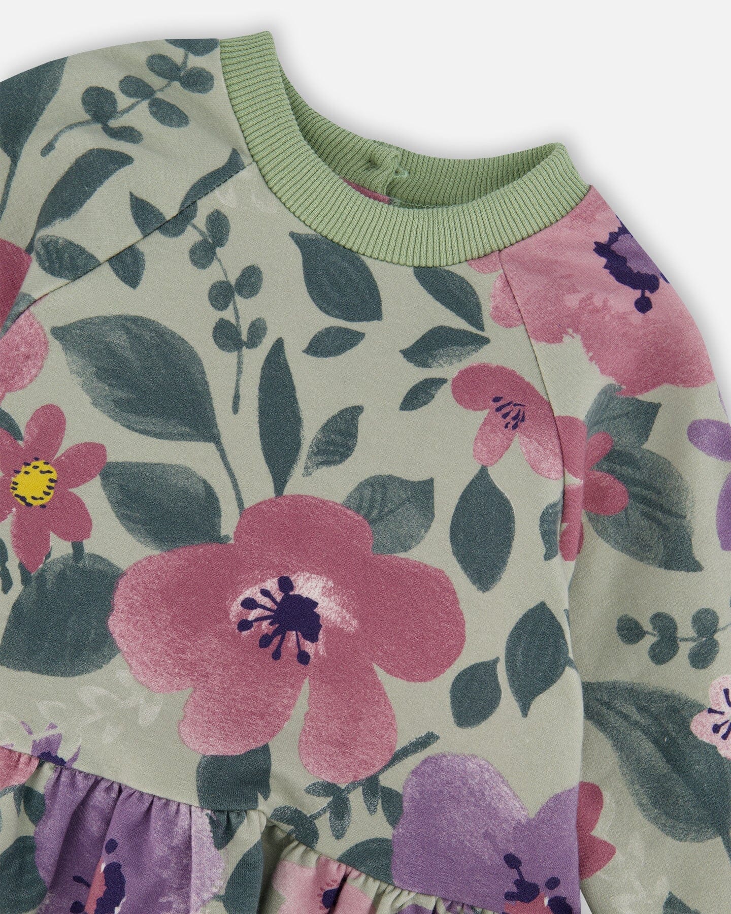 Stretch Fleece Sweatshirt Sage Floral-4