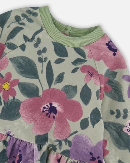 Stretch Fleece Sweatshirt Sage Floral-4