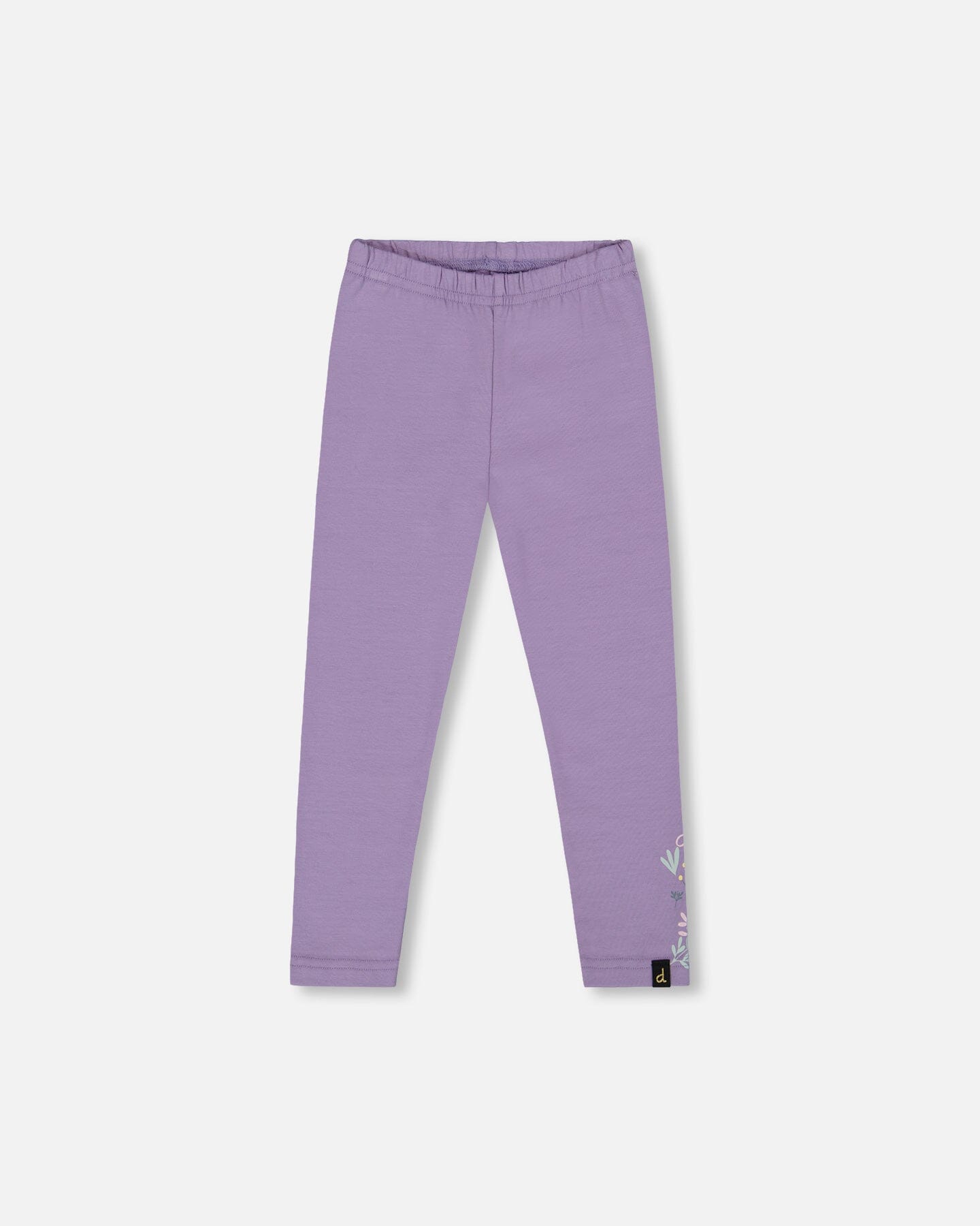 Organic Cotton Jersey Leggings Purple Gray With Floral Detail-0