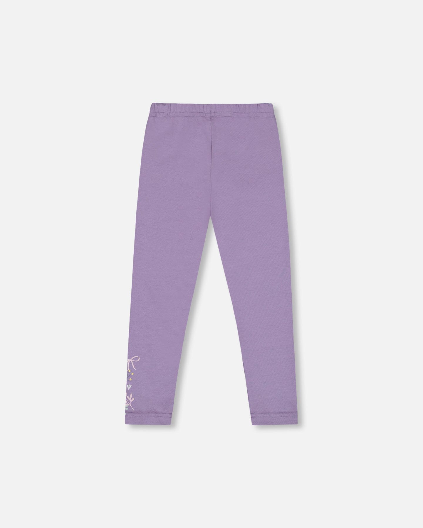 Organic Cotton Jersey Leggings Purple Gray With Floral Detail-3