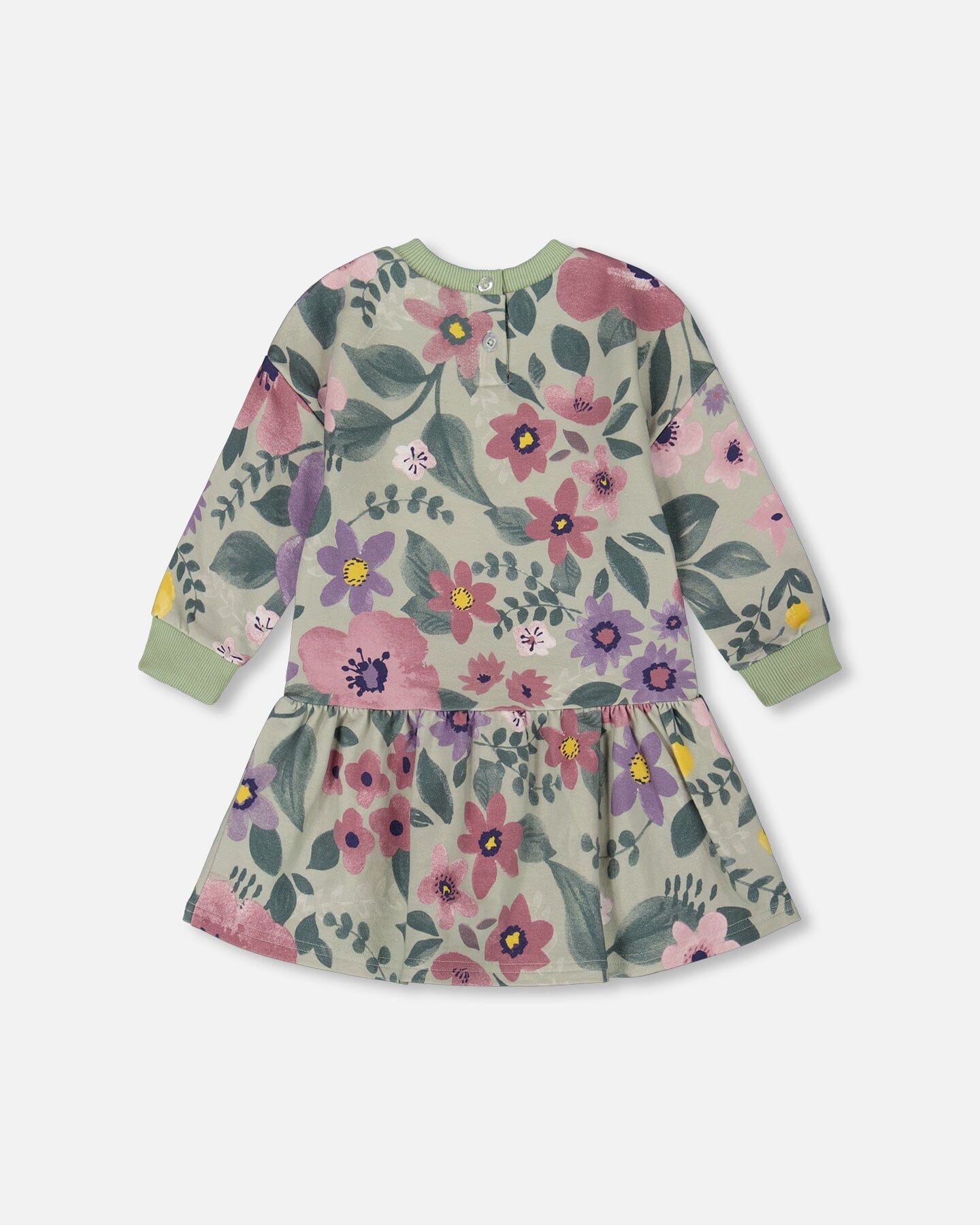 Stretch Fleece Dress Sage Floral-2