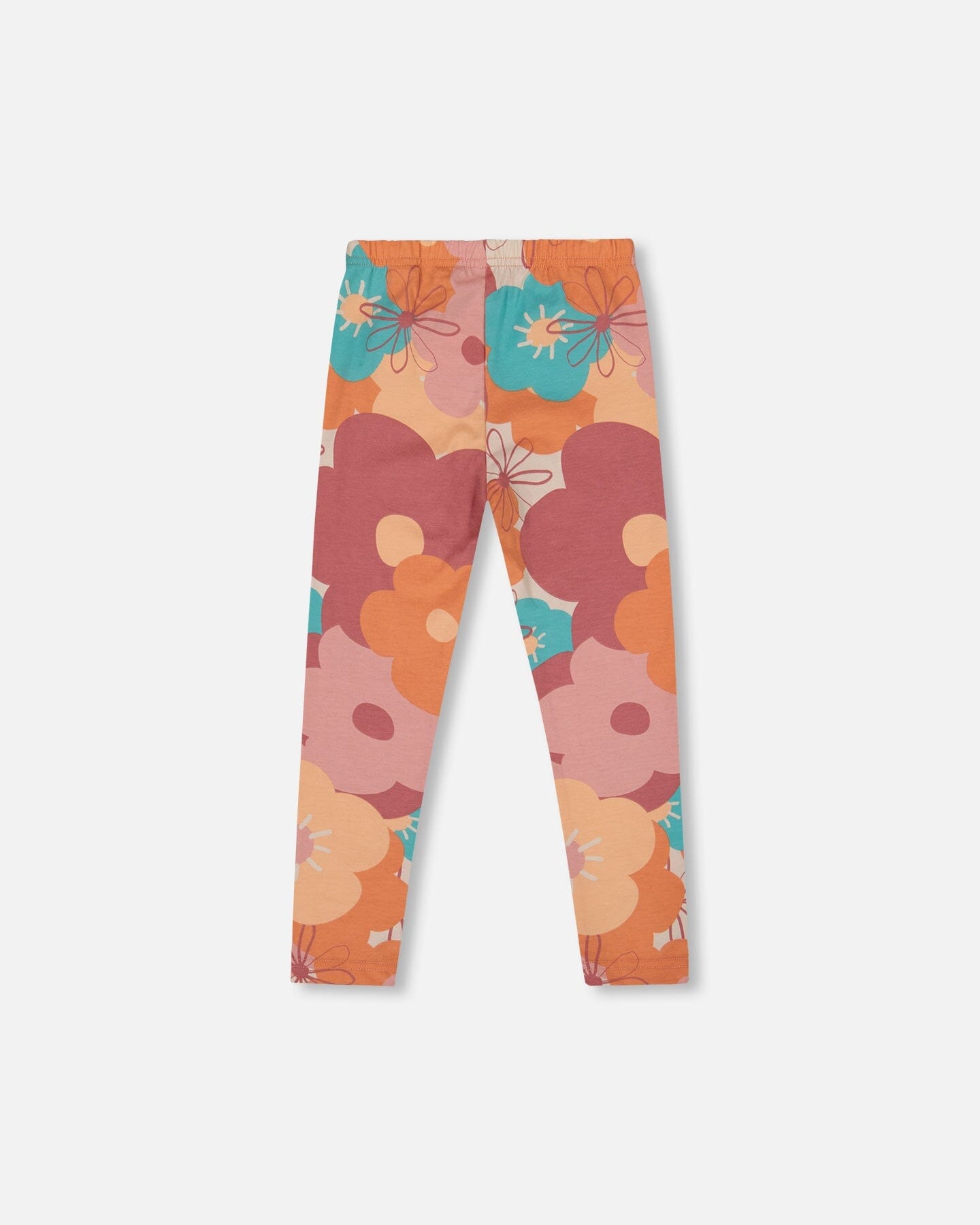 Organic Cotton Jersey Leggings With Coral Flowers-2