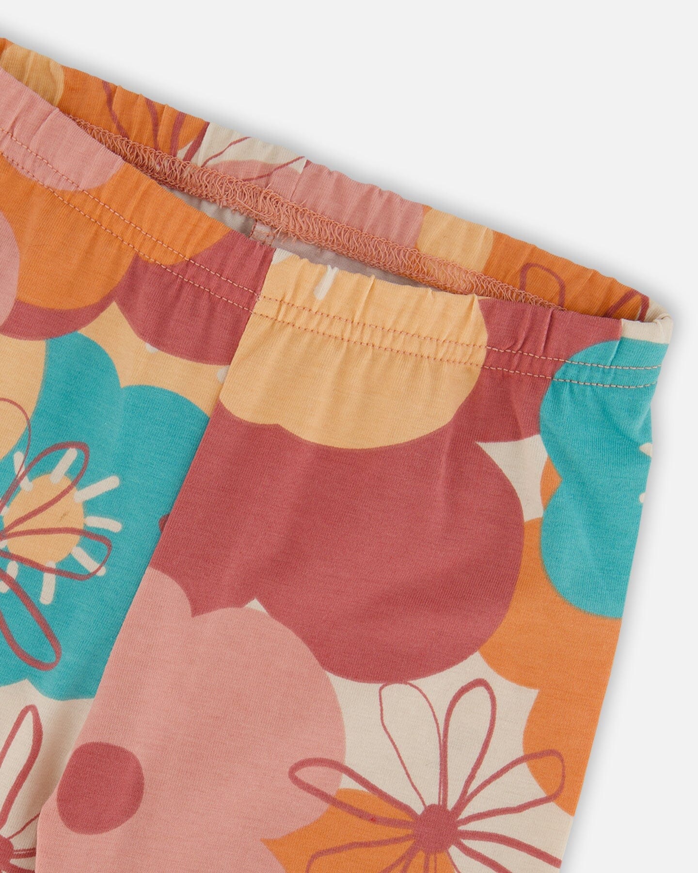 Organic Cotton Jersey Leggings With Coral Flowers-3