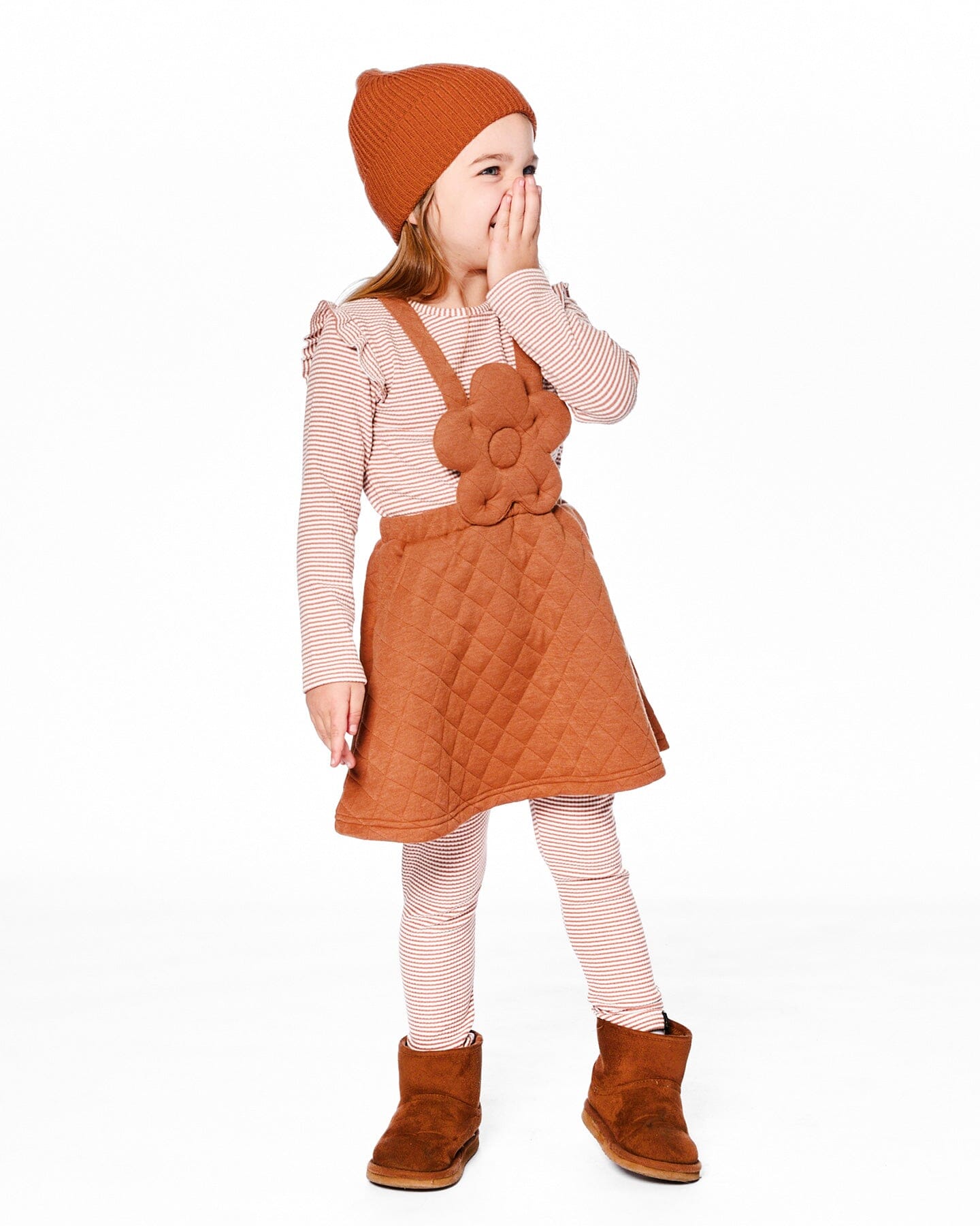 Quilted Overall Dress Mocha-1