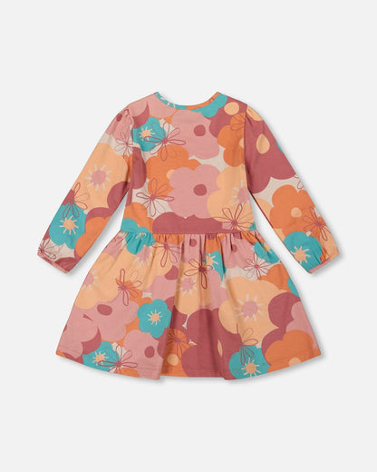 Organic Cotton Dress With Coral Flowers-2