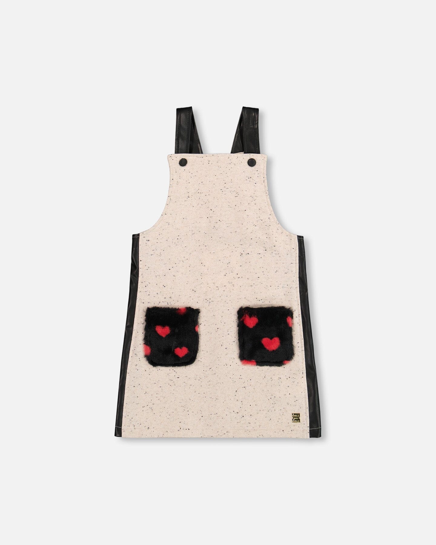 Glittering French Terry Overall Dress Beige And Black-0