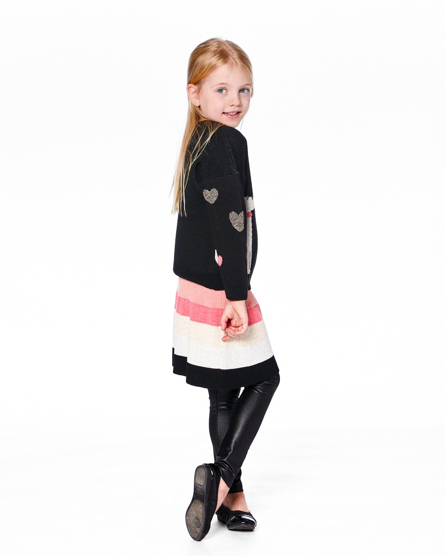 Striped Knit Skirt Beige Black And Pink-1