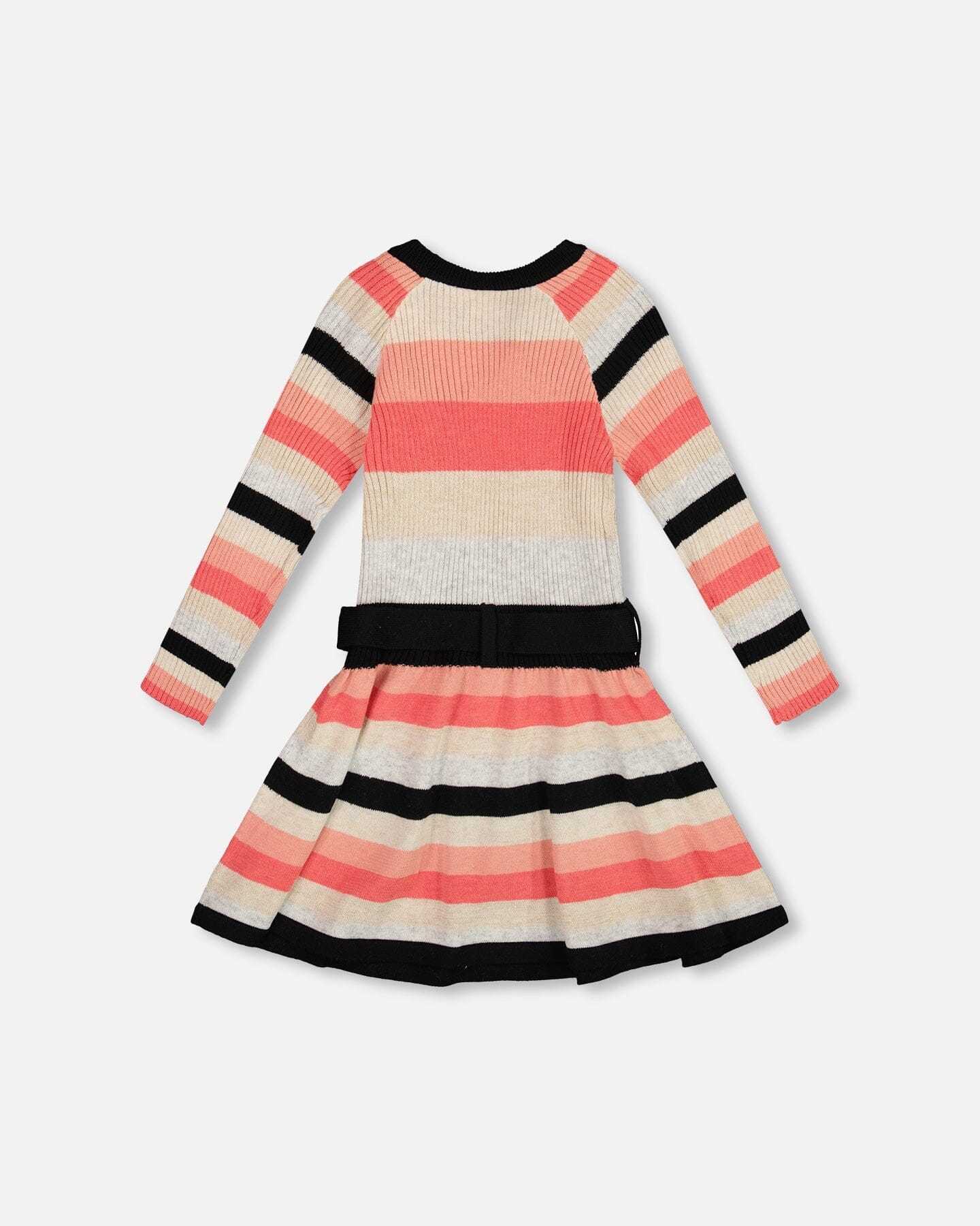 Striped Knit Dress Beige Black And Pink-2