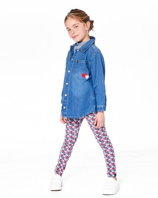 Denim Shirt Light Blue With Patch Pockets And Apple Patch-1