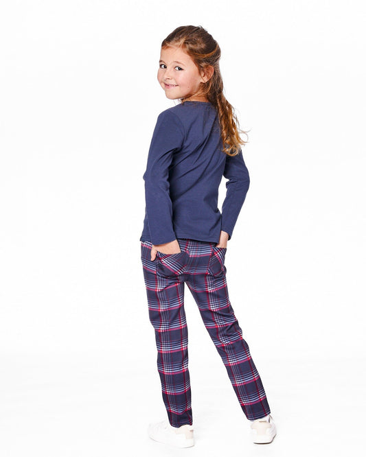 Milano Treggings Red And Navy Plaid-1