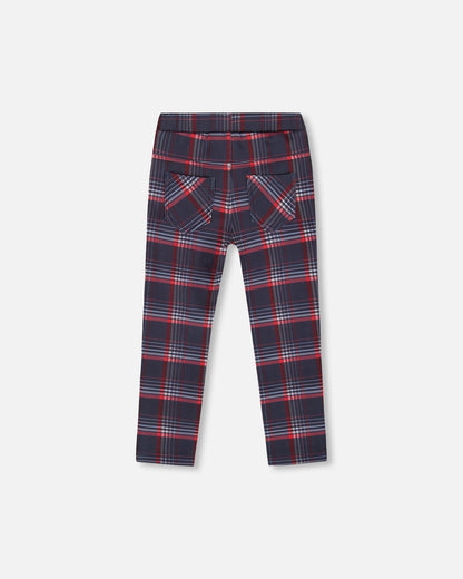 Milano Treggings Red And Navy Plaid-2