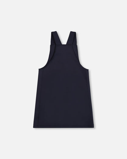 Milano Jumper Dress Navy Blue With Buckle Detail-2