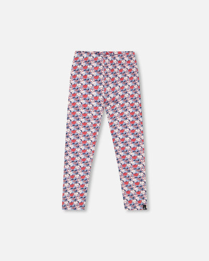 Organic Cotton Leggings Blue Apple Print-0