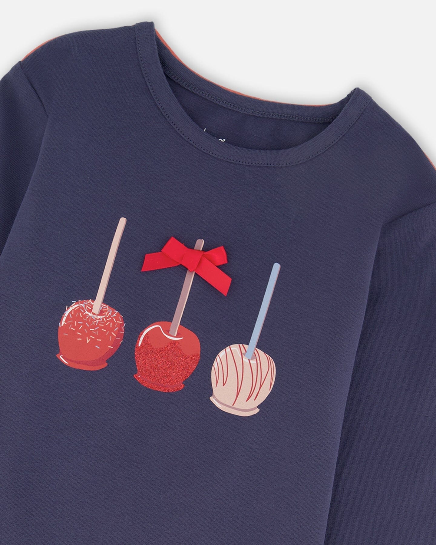Organic Cotton T-Shirt Navy Blue With Apple Treats-3