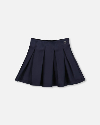 Pleated Milano Skirt Navy Blue-0