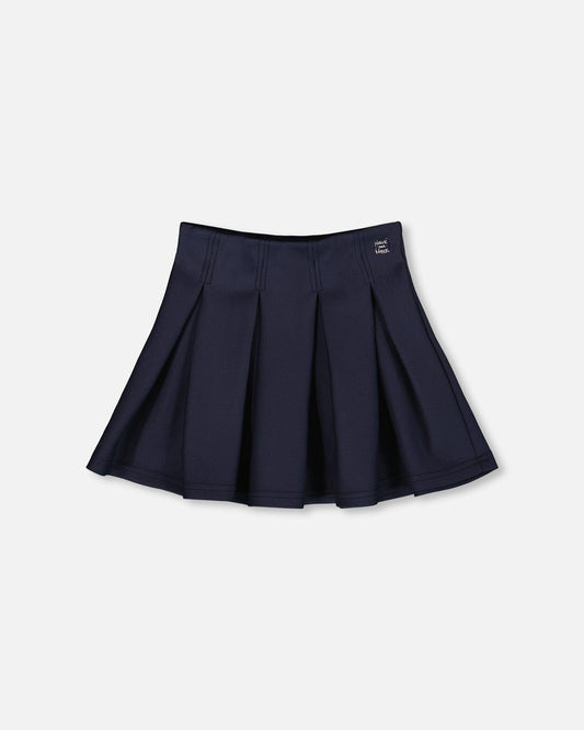 Pleated Milano Skirt Navy Blue-0