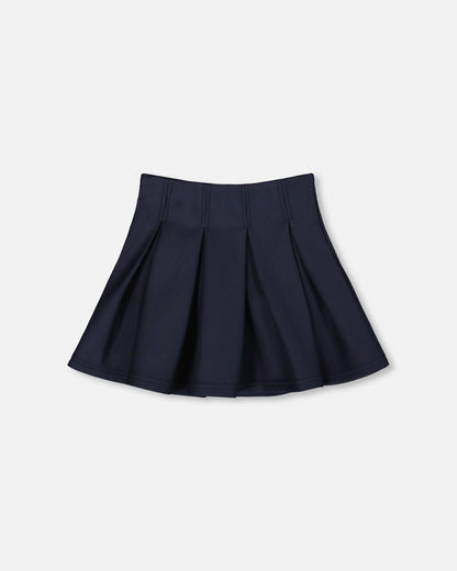 Pleated Milano Skirt Navy Blue-2