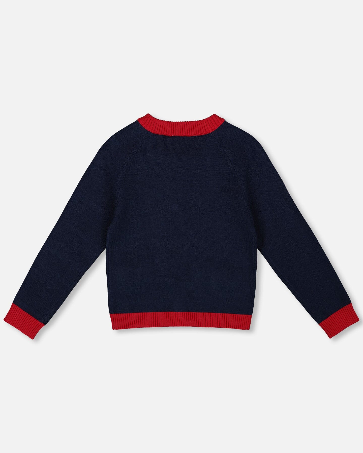 Knitted Cardigan Navy Blue With Red Embroidered Hearts-2