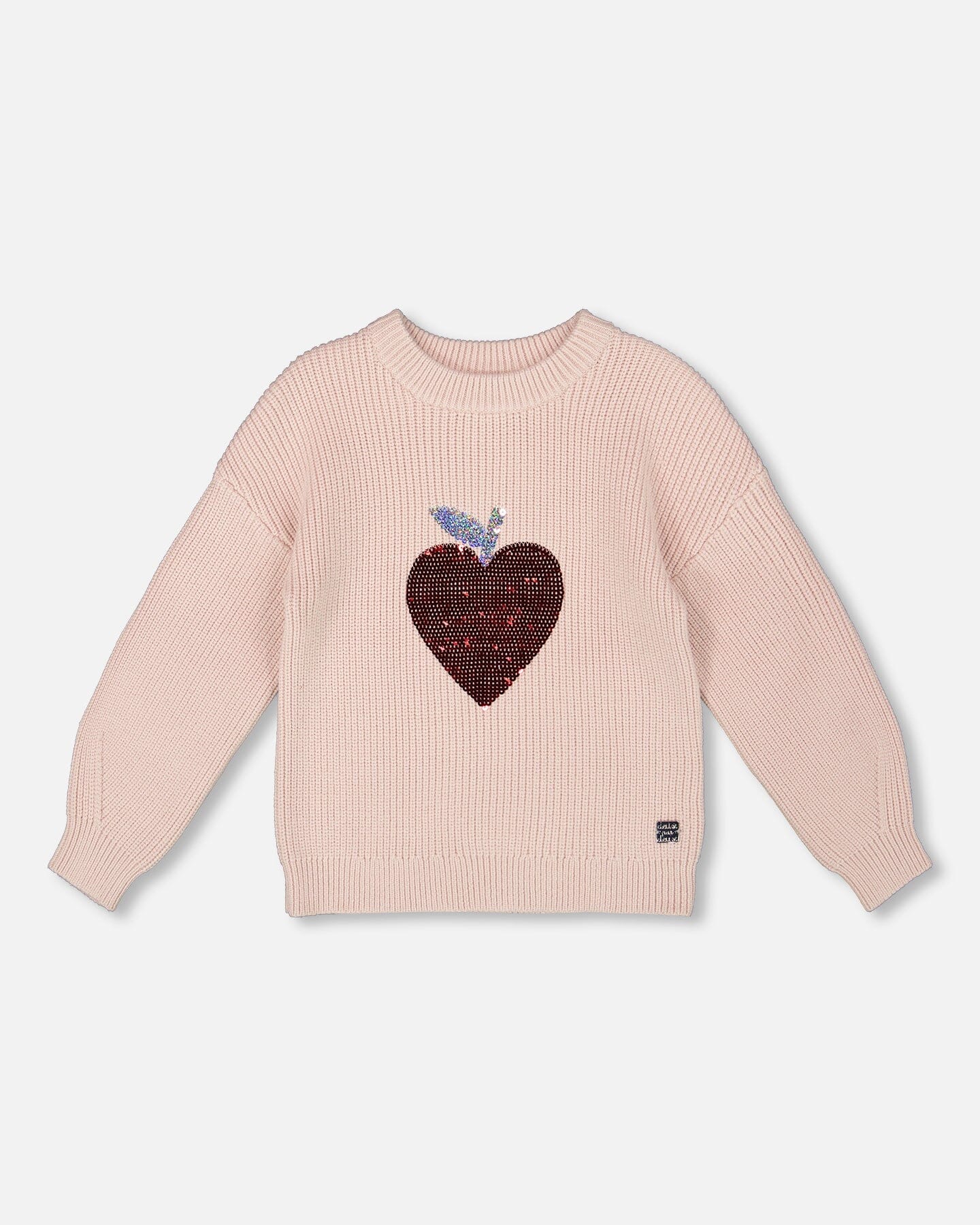 Knit Sweater Pinkish White With Sequin Heart-0