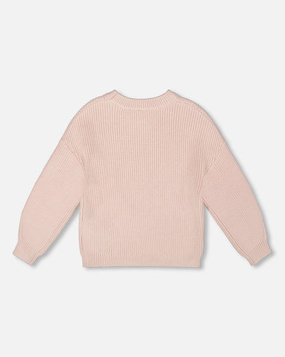 Knit Sweater Pinkish White With Sequin Heart-2