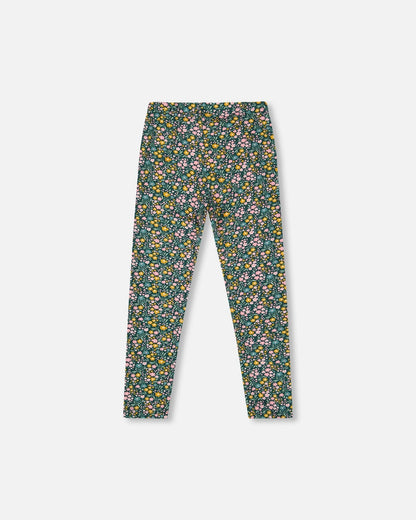 Leggings Green With Flower Print-3