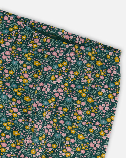Leggings Green With Flower Print-4