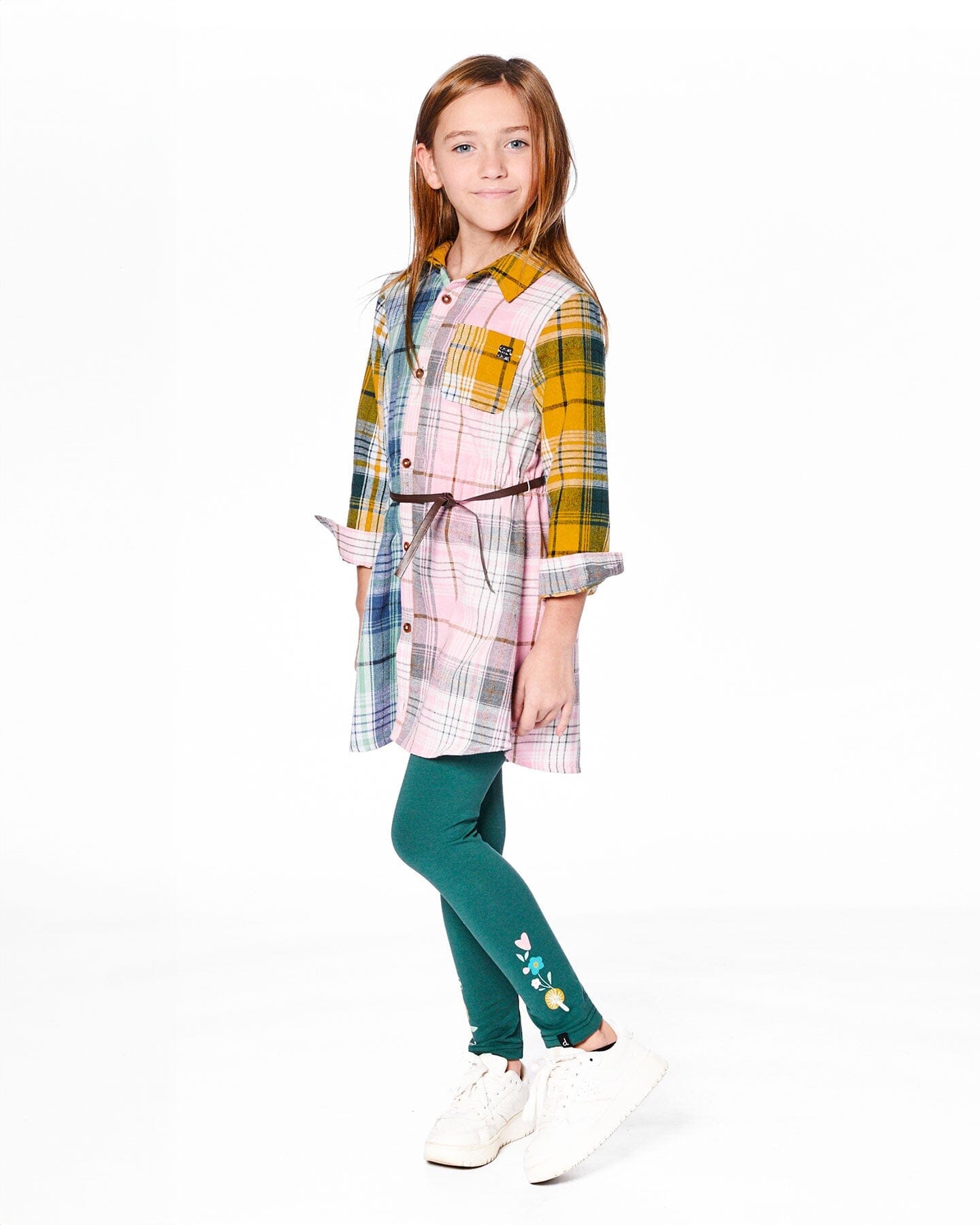 Leggings Dark Green With Flower Print-2