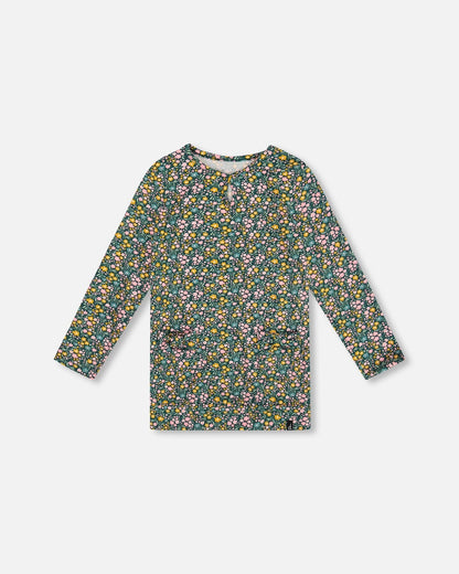 Jersey Tunic Green With Floral Print-0