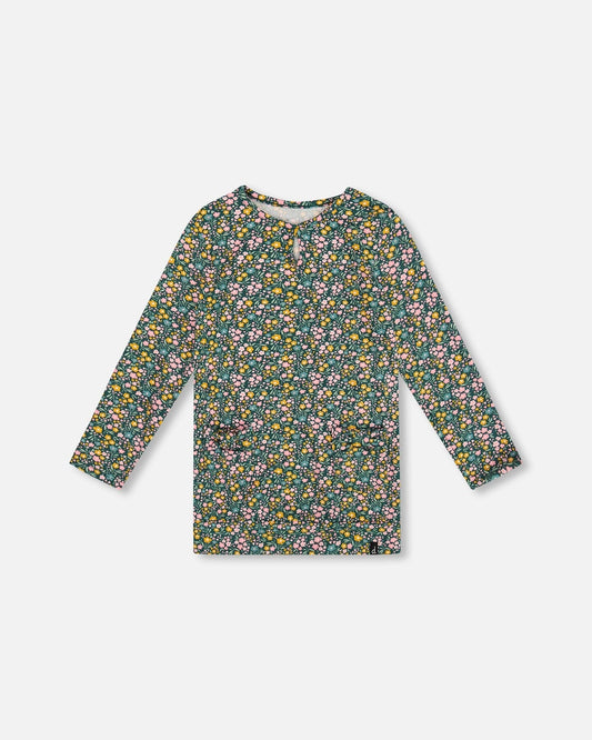 Jersey Tunic Green With Floral Print-0