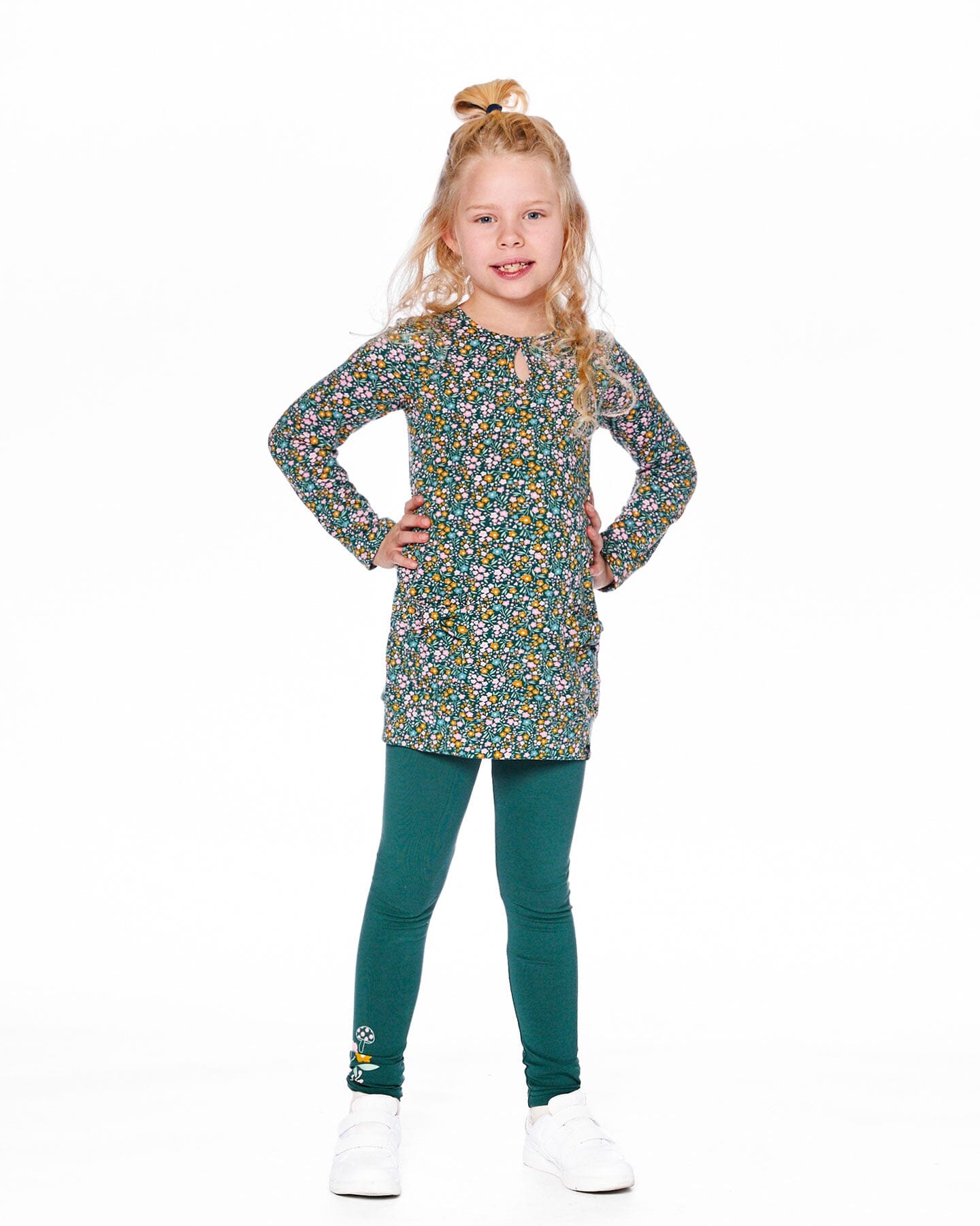 Jersey Tunic Green With Floral Print-3