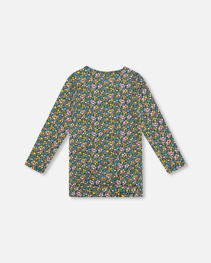 Jersey Tunic Green With Floral Print-1