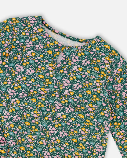 Jersey Tunic Green With Floral Print-2