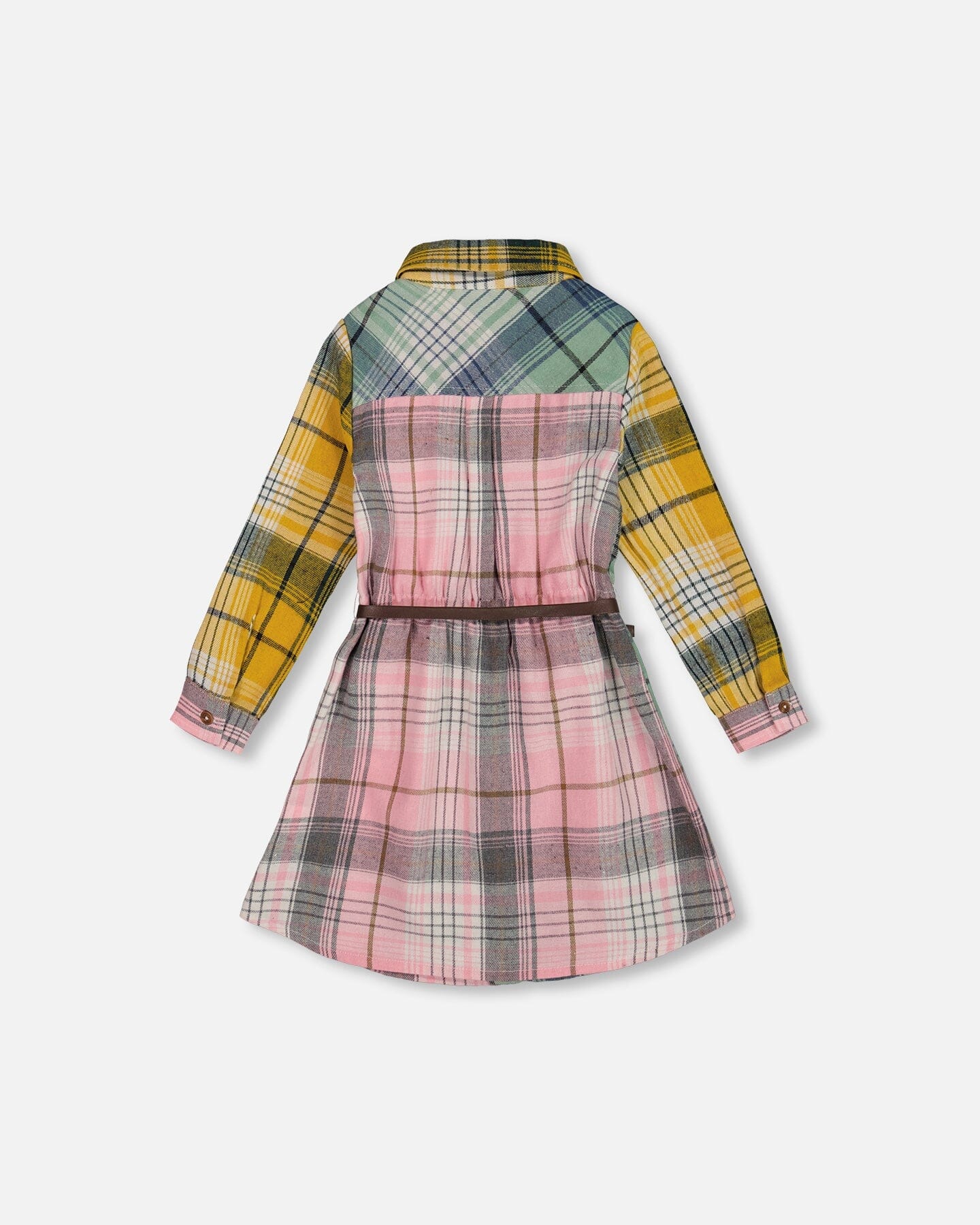 Shirt Dress With Belt Green Pink And Yellow-3