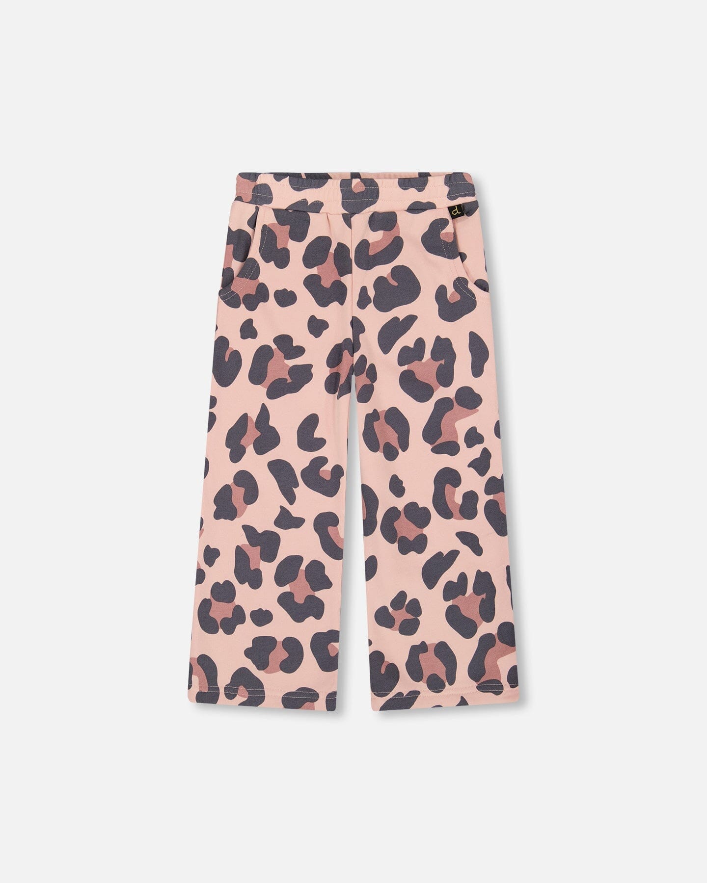 French Terry Wide Leg Sweatpants Pink Leopard-0