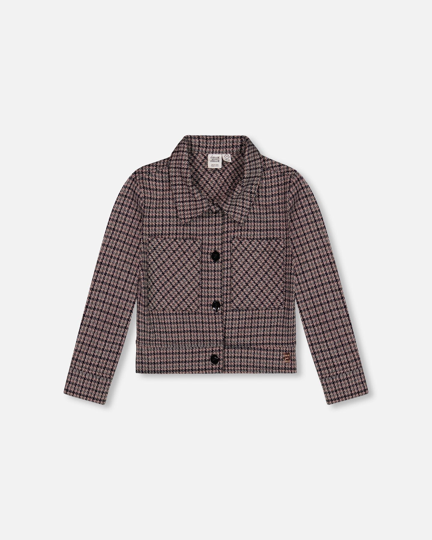 Jacquard Knit Jacket With Houndstooth Pattern-0