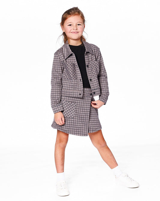 Jacquard Knit Jacket With Houndstooth Pattern-1