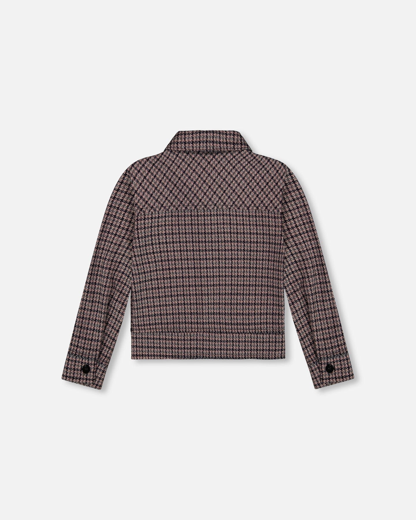 Jacquard Knit Jacket With Houndstooth Pattern-2