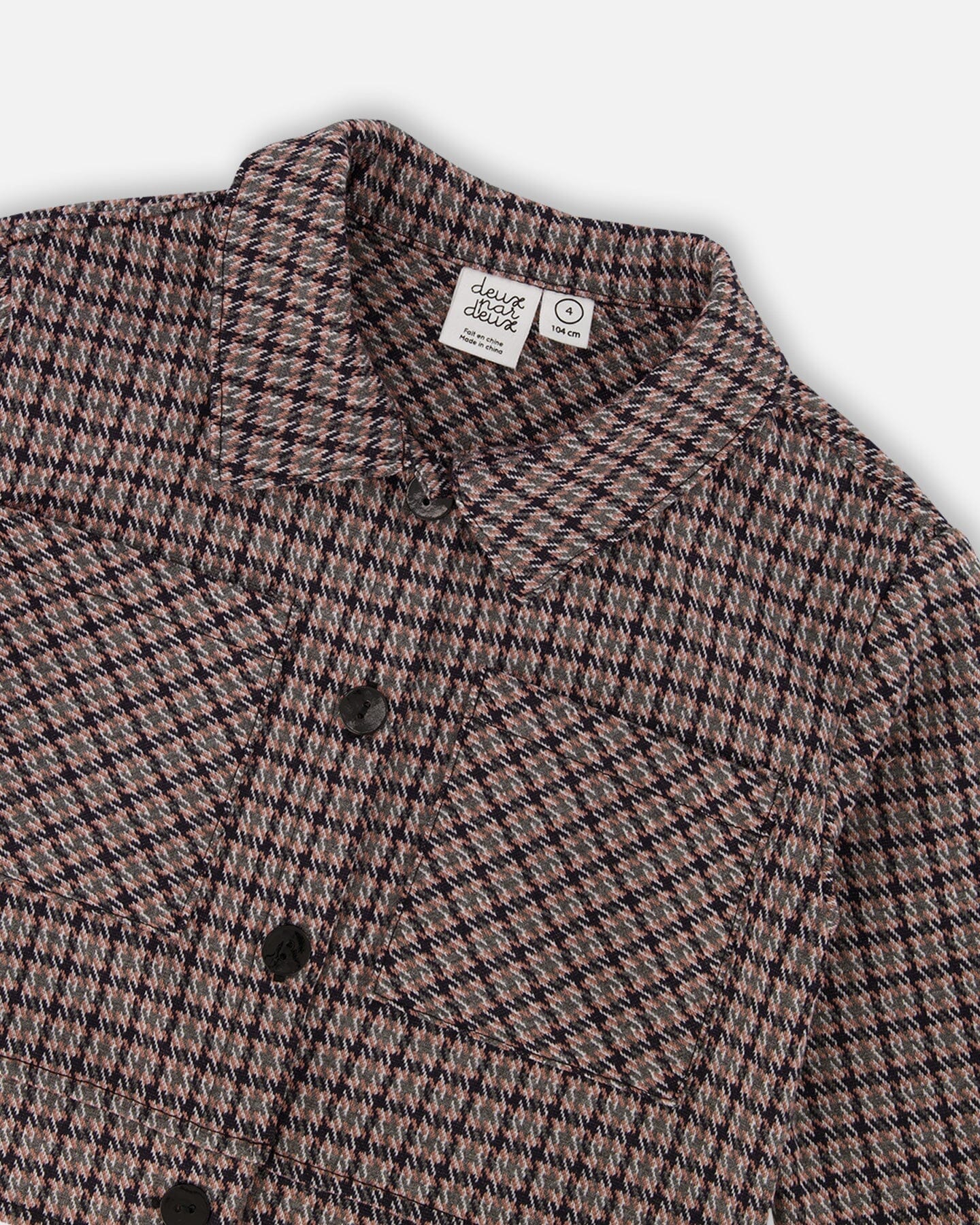 Jacquard Knit Jacket With Houndstooth Pattern-3