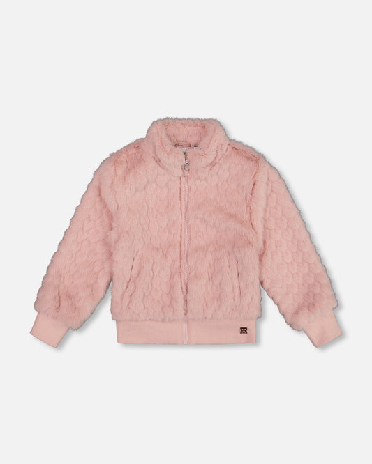 Faux Fur Jacquard Jacket Dusty Pink-0