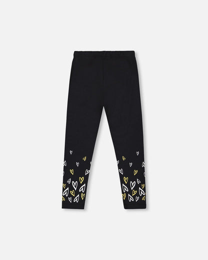 Organic Cotton Leggings Dusty Pink With Hearts Print-2