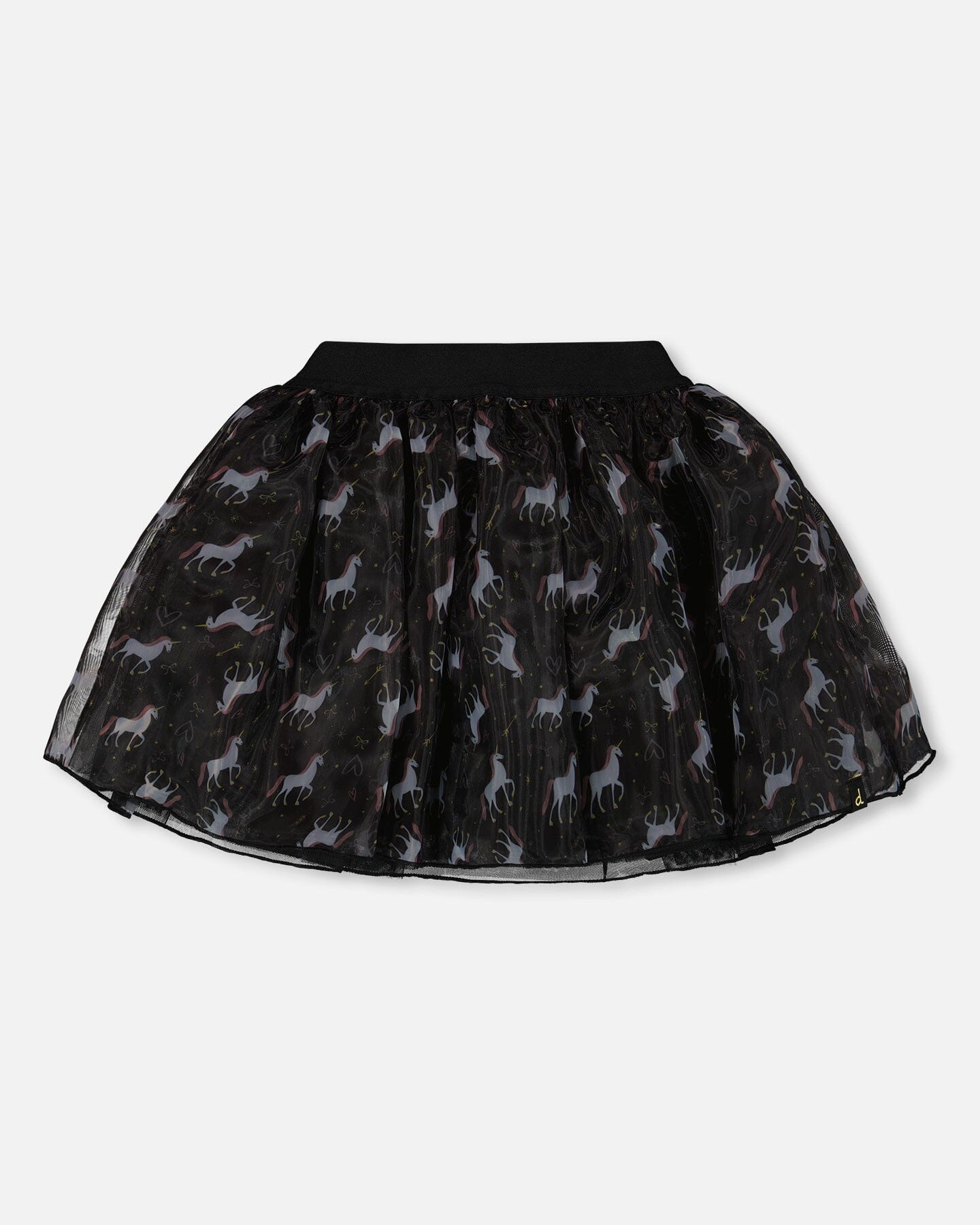 Organza And Mesh Skirt Black With Unicorn Print-0