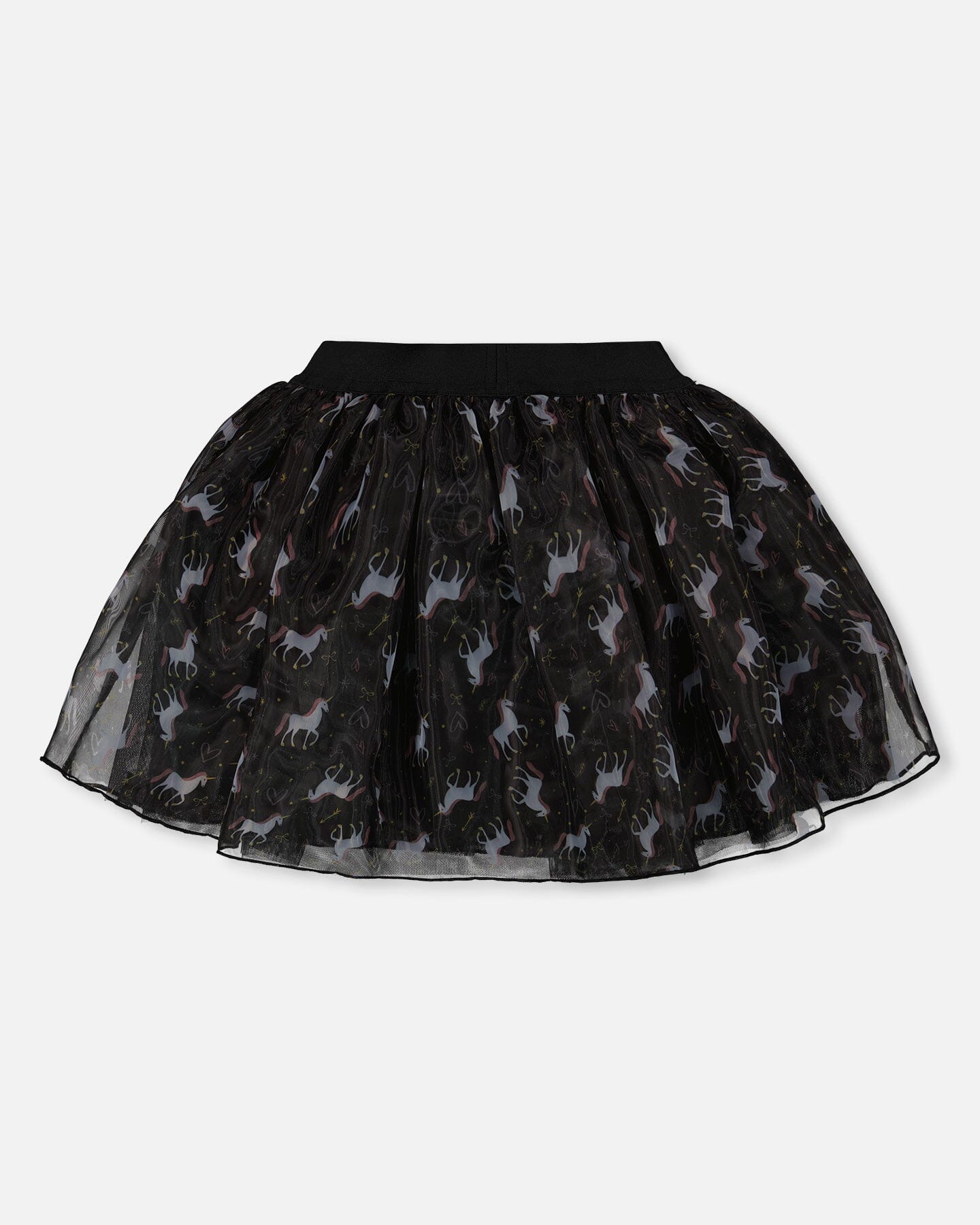Organza And Mesh Skirt Black With Unicorn Print-2