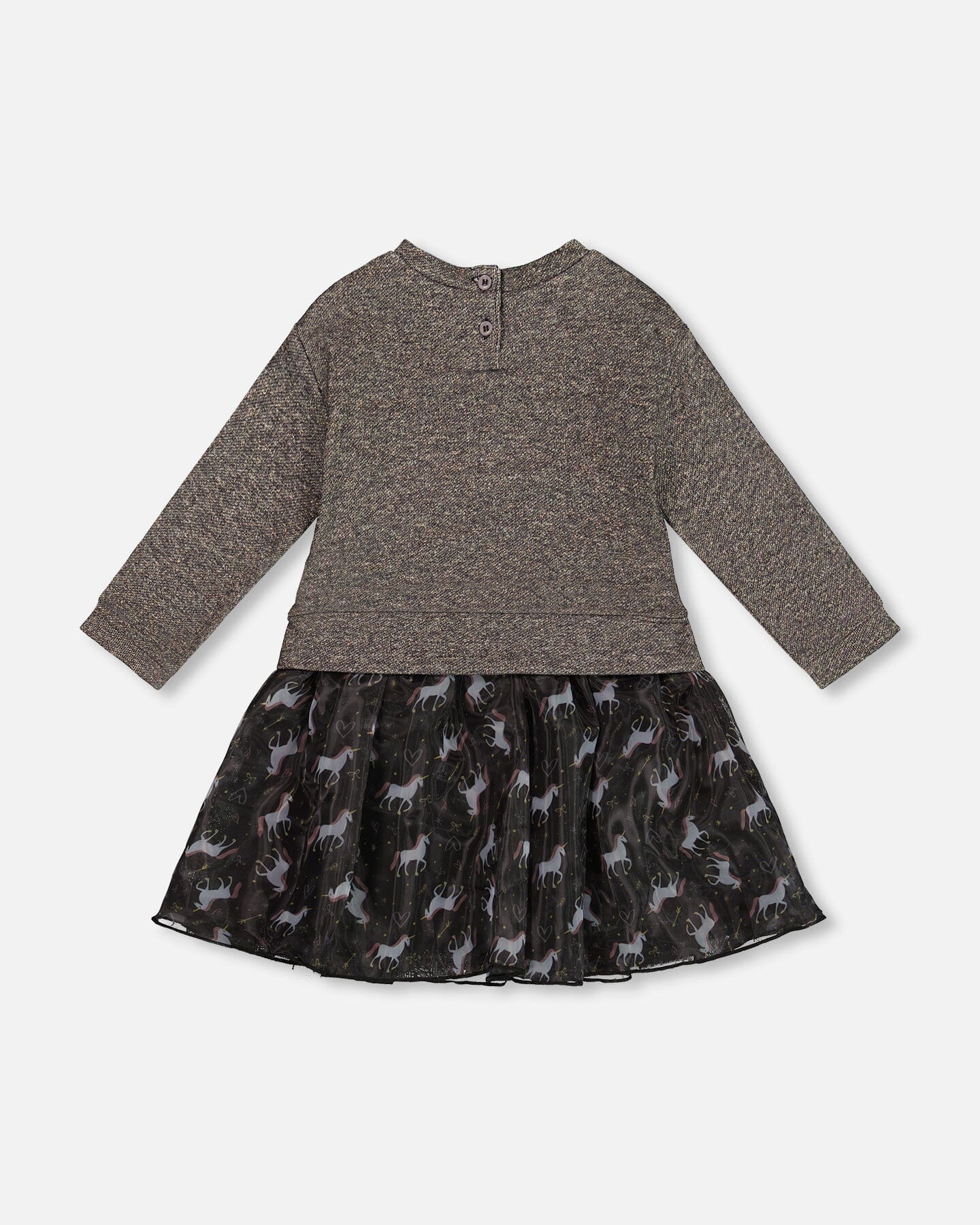 Bi-Material Dress Black With Mesh Skirt And Heart-2