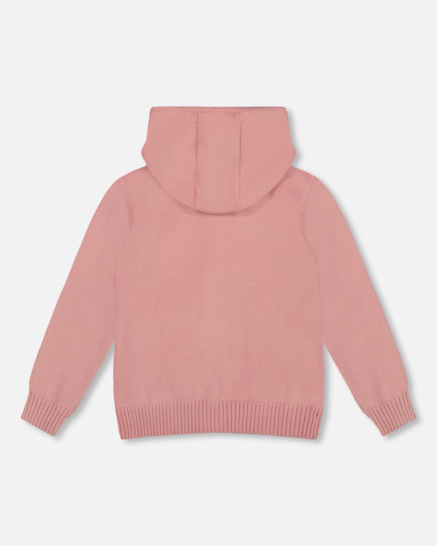 Hooded Knit Cardigan Dusty Pink With Unicorn Intarsia-2